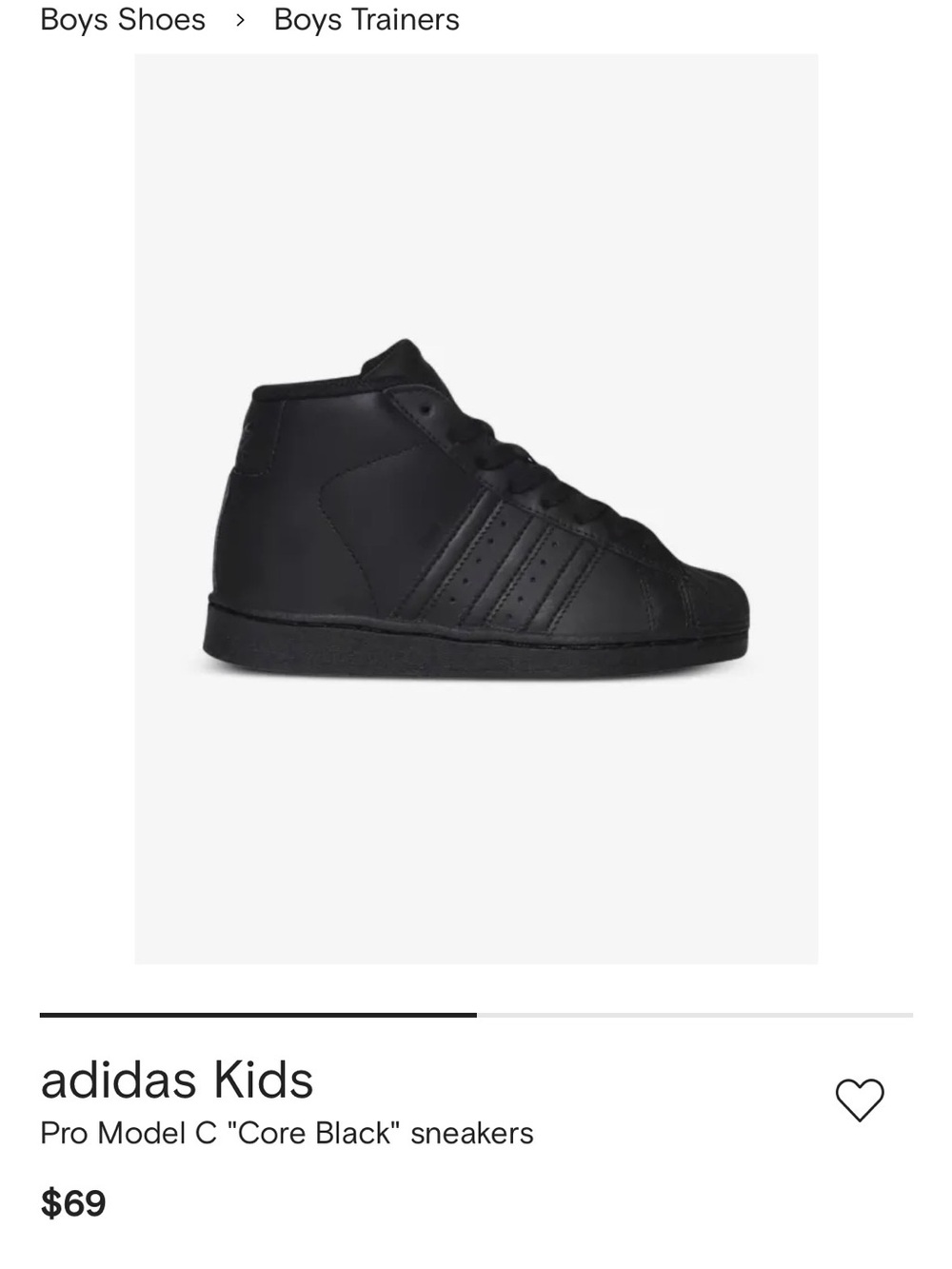 adidas Kids Pro Model C Core Black BIG Kids' size 3 Sneakers gently worn